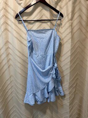 SHEIN Floral Wrap Dress Large Cottagecore Mini Boho Spring Summer